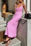Sexy Solid Color Lace Up Backless V Neck Sling Dresses