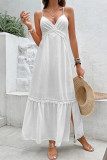 Sexy Solid Color Patchwork V Neck Sling Dresses