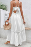 Sexy Solid Color Patchwork V Neck Sling Dresses