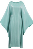 Elegant Solid Color Reflective O Neck Long Dresses