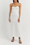Sexy Solid Color Backless Weave Strapless One Step Skirt Dresses