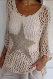 Sexy The stars Hollow Out See-Through U Neck Tops
