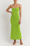 Sexy Solid Color Backless Weave Strapless One Step Skirt Dresses