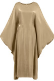 Elegant Solid Color Reflective O Neck Long Dresses