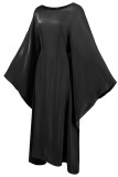 Elegant Solid Color Reflective O Neck Long Dresses