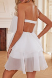 Sexy Solid Color Backless Ruffle Strapless Cake Skirt Dresses