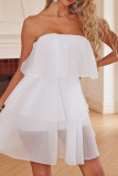 Sexy Solid Color Backless Ruffle Strapless Cake Skirt Dresses
