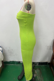 Sexy Solid Color Backless Weave Strapless One Step Skirt Dresses