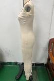 Sexy Solid Color Backless Weave Strapless One Step Skirt Dresses