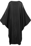 Elegant Solid Color Reflective O Neck Long Dresses