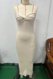 Sexy Solid Color Backless Weave Strapless One Step Skirt Dresses