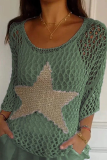 Sexy The stars Hollow Out See-Through U Neck Tops