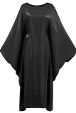 Elegant Solid Color Reflective O Neck Long Dresses