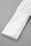 Casual Street Solid Color Buttons Irregular Turndown Collar Tops