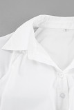 Casual Street Solid Color Buttons Irregular Turndown Collar Tops