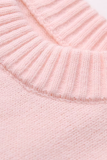 Casual Daily Solid Color Weave O Neck Tops
