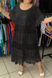 Casual Daily Solid Color Lace O Neck A Line Dresses