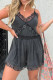 Sexy Solid Color Lace Pocket Adjustable V Neck Loose Rompers