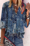 Casual Daily Striped Print Buttons Contrast V Neck Tops