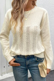 Casual Daily Solid Color Weave O Neck Tops
