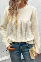 Casual Daily Solid Color Weave O Neck Tops