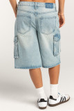 Casual Street Gradient Color Pocket Buttons Loose Denim Shorts