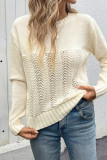 Casual Daily Solid Color Weave O Neck Tops