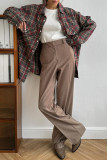 Casual Daily Plaid Pocket Buttons Contrast Turndown Collar Tops
