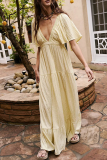 Sexy Solid Color Backless V Neck Irregular Dresses