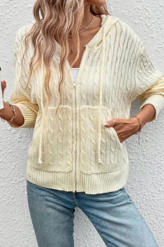 Casual Daily Solid Color Draw String Pocket Hooded Outerwear