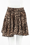 Casual Daily Leopard Print Patchwork Ruffle Loose High Waist Type A Full Print Bottoms