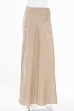 Elegant Solid Color Zipper Regular High Waist Solid Color Bottoms