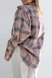 Casual Daily Plaid Buttons Contrast Turndown Collar Tops