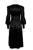 Fashion Street Solid Patchwork V Neck A Line Dresses