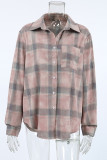 Casual Daily Plaid Buttons Contrast Turndown Collar Tops