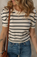 Casual Stripe Ruched Weave O Neck T-Shirts