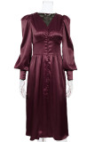 Fashion Street Solid Patchwork V Neck A Line Dresses