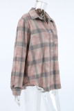 Casual Daily Plaid Buttons Contrast Turndown Collar Tops
