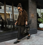 Casual Street Leopard Print Buttons Turndown Collar Tops