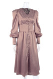 Fashion Street Solid Patchwork V Neck A Line Dresses