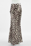 Daily Elegant Leopard Print Zipper Regular High Waist Full Print Bottoms