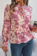 Casual Daily Flowers Print Lace Up Contrast V Neck Tops
