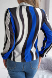 Casual Daily Geometric Print Lace Up Contrast Tie Neck Tops