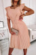 Elegant Solid Color Ruffle Pleated O Neck Pleated Dresses