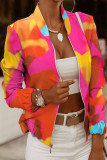 Casual Daily Flowers Gradient Zipper Contrast O Neck Outerwear
