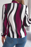 Casual Daily Geometric Print Lace Up Contrast Tie Neck Tops