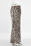 Daily Elegant Leopard Print Zipper Regular High Waist Full Print Bottoms