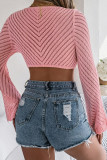 Sexy Vacation Solid Color Hollow Out Lace Up V Neck Outerwear