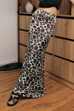 Daily Elegant Leopard Print Zipper Regular High Waist Full Print Bottoms