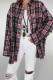Casual Daily Plaid Pocket Buttons Contrast Turndown Collar Tops